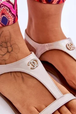 Płaskie Sandały Z Ozdobą S.Barski KV-5541-45 Beżowe