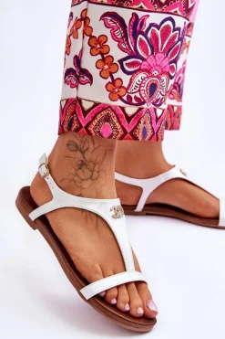 Płaskie Sandały Z Ozdobą S.Barski KV-5541-45 Srebrne