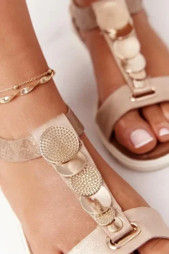 Płaskie Sandały Z Ozdobami Miedziane Milton