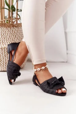 Płaskie Sandały Z Plecionką Lu Boo Czarne