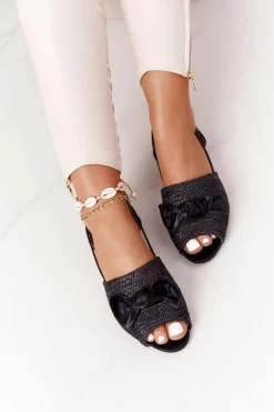 Płaskie Sandały Z Plecionką Lu Boo Czarne