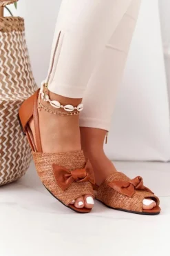 Płaskie Sandały Z Plecionką Lu Boo Camel
