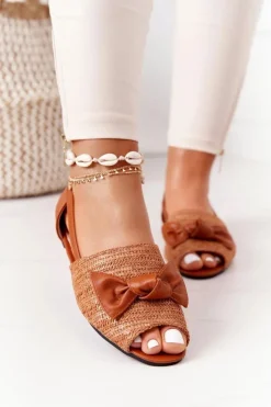 Płaskie Sandały Z Plecionką Lu Boo Camel