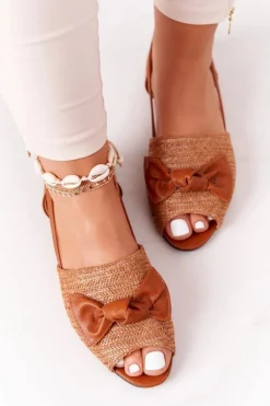 Płaskie Sandały Z Plecionką Lu Boo Camel