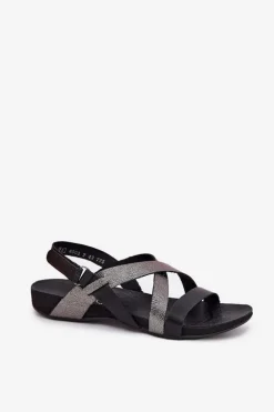 Płaskie Skórzane Sandały Damskie Zazoo 40032 Czarne