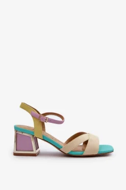 Pastelowe Sandały Damskie Na Obcasie D&A CR482 Beżowe