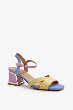 Pastelowe Sandały Damskie Na Obcasie D&A CR482 Żółte