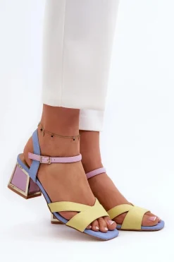 Pastelowe Sandały Damskie Na Obcasie D&A CR482 Żółte