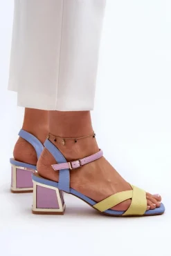 Pastelowe Sandały Damskie Na Obcasie D&A CR482 Żółte