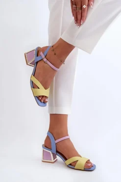 Pastelowe Sandały Damskie Na Obcasie D&A CR482 Żółte