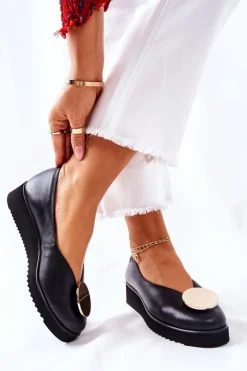 Półbuty Baleriny Na Platformie Maciejka Czarne 5315B-01