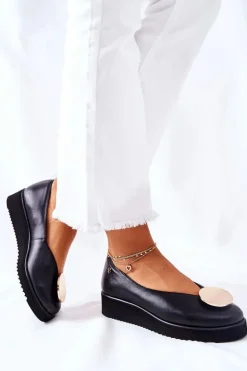 Półbuty Baleriny Na Platformie Maciejka Czarne 5315B-01