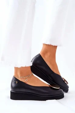 Półbuty Baleriny Na Platformie Maciejka Czarne 5315B-01