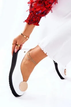 Półbuty Baleriny Na Platformie Maciejka Białe 5315B-11