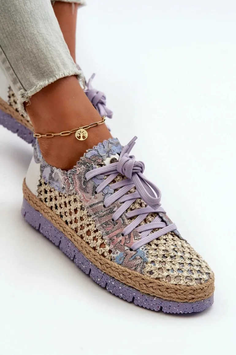 Półbuty Damskie Skórzane Maciejka 05897-05 Fioletowe