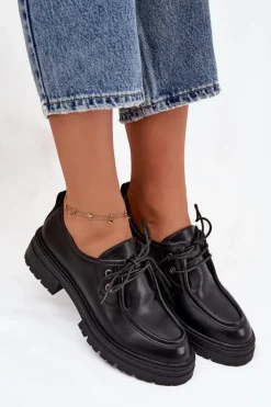 Półbuty Damskie Z Eko Skóry Czarne Adrelle