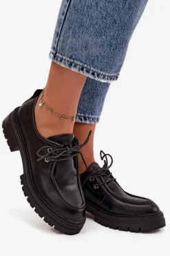 Półbuty Damskie Z Eko Skóry Czarne Adrelle