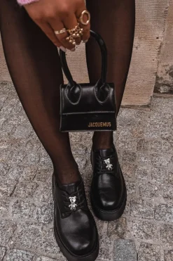 Półbuty Damskie Z Przypinką Eko Skórzane Czarne Laurea