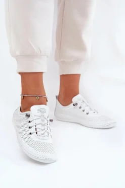 Półbuty Damskie Ze Skóry Naturalnej Artiker 54C0831 Białe