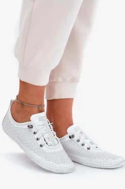 Półbuty Damskie Ze Skóry Naturalnej Artiker 54C0831 Białe