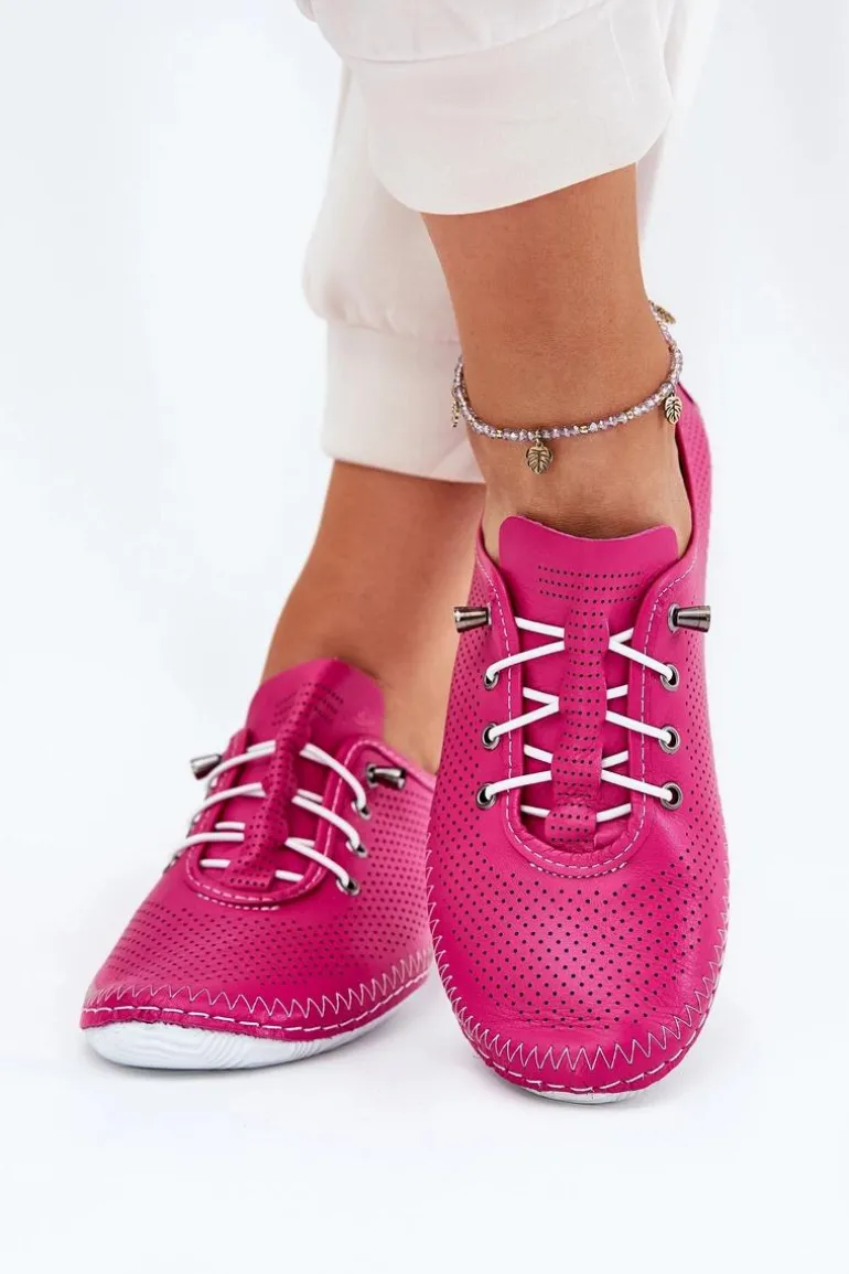 Półbuty Damskie Ze Skóry Naturalnej Artiker 54C0830 Różowe