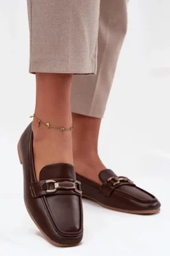 Półbuty Loafersy Damskie Z Ozdobą Brązowe Priscelle