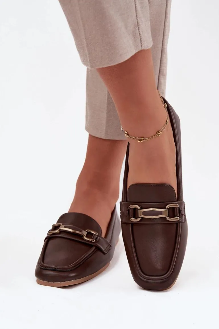 Półbuty Loafersy Damskie Z Ozdobą Brązowe Priscelle