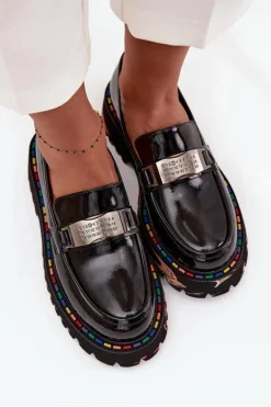 Półbuty Mokasyny Damskie Z Lakierowanej Skóry Artiker 57C0070 Czarne