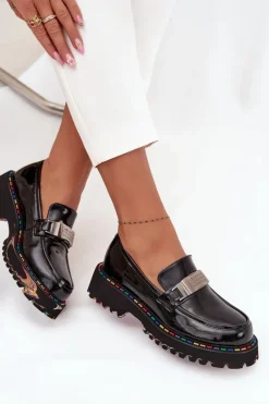 Półbuty Mokasyny Damskie Z Lakierowanej Skóry Artiker 57C0070 Czarne