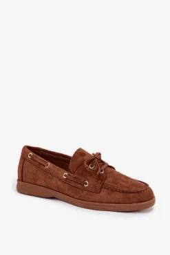 Półbuty Mokasyny Damskie Z Wiązaniem Camel Calivra