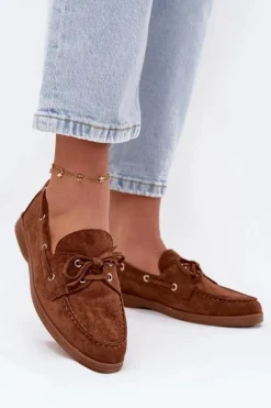 Półbuty Mokasyny Damskie Z Wiązaniem Camel Calivra