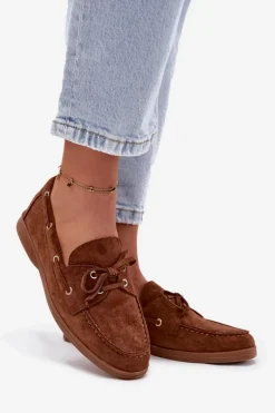 Półbuty Mokasyny Damskie Z Wiązaniem Camel Calivra