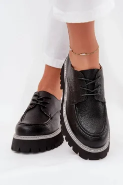 Półbuty Mokasyny Damskie Ze Sznurowaniem Big Star NN274052 Czarne