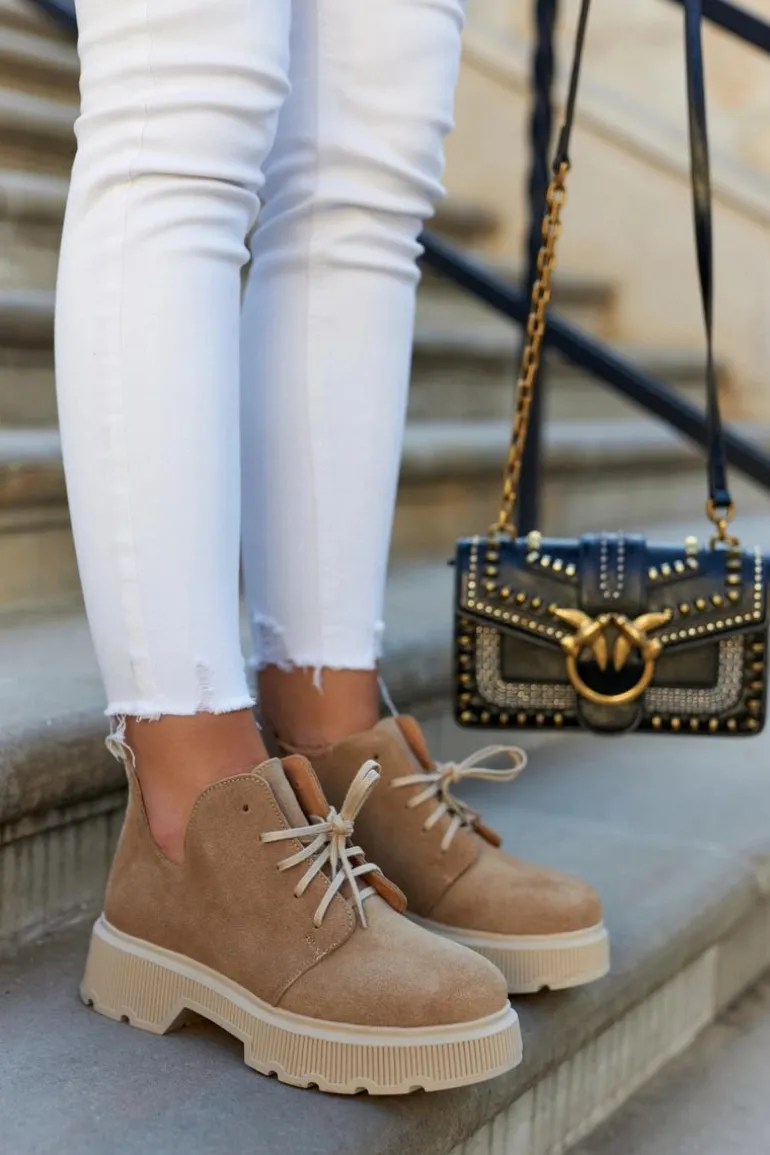 Półbuty Na Masywnej Podeszwie Nicole 2701/060 Beżowe