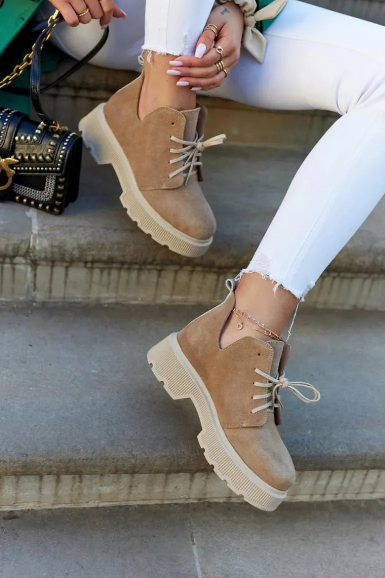 Półbuty Na Masywnej Podeszwie Nicole 2701/060 Beżowe