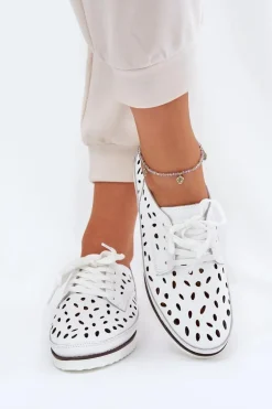 Półbuty Skórzane Damskie S.Barski LR51-610 Białe