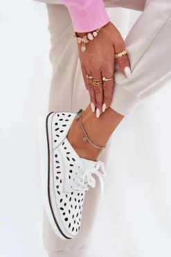 Półbuty Skórzane Damskie S.Barski LR51-610 Białe