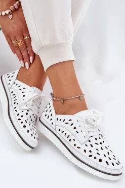 Półbuty Skórzane Damskie S.Barski LR51-610 Białe