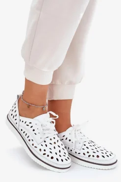 Półbuty Skórzane Damskie S.Barski LR51-610 Białe