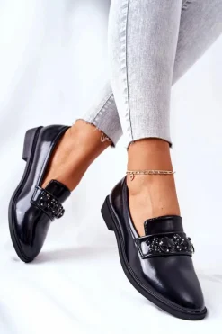 Półbuty Z Ozdobnym Paskiem Czarne Valisso