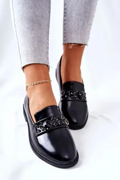 Półbuty Z Ozdobnym Paskiem Czarne Valisso