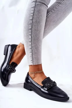 Półbuty Z Ozdobnym Paskiem Czarne Valisso