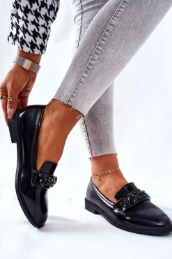 Półbuty Z Ozdobnym Paskiem Czarne Valisso