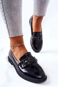 Półbuty Z Ozdobnym Paskiem Czarne Valisso