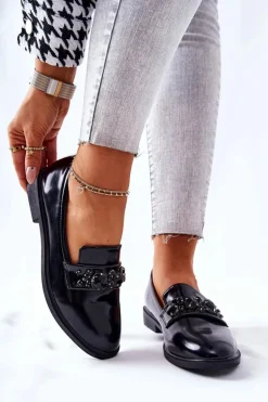 Półbuty Z Ozdobnym Paskiem Czarne Valisso