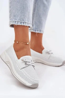 Półbuty Ze Skóry Naturalnej Na Platformie Artiker 56C2101 Białe