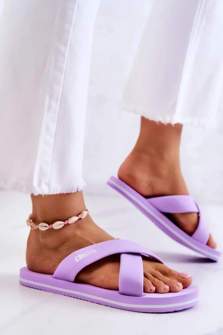 Piankowe Damskie Klapki Big Star JJ274A340 Fioletowe