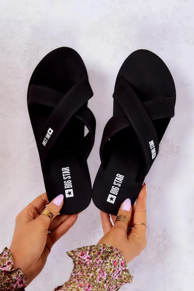 Piankowe Damskie Klapki Big Star JJ274A338 Czarne