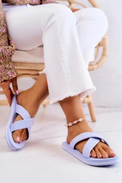 Piankowe Damskie Klapki Big Star JJ274A521 Jasnoniebieskie