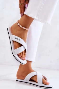 Piankowe Damskie Klapki Big Star JJ274A339 Białe